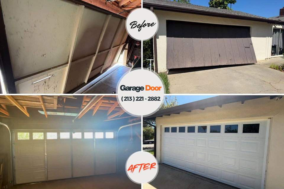 Before and after: garage door repair Bridgman, MI
